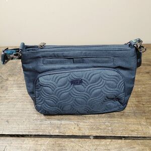 Lug Samba Convertible Crossbody Shoulder Blue Quilted RFID Organizer Purse Bag